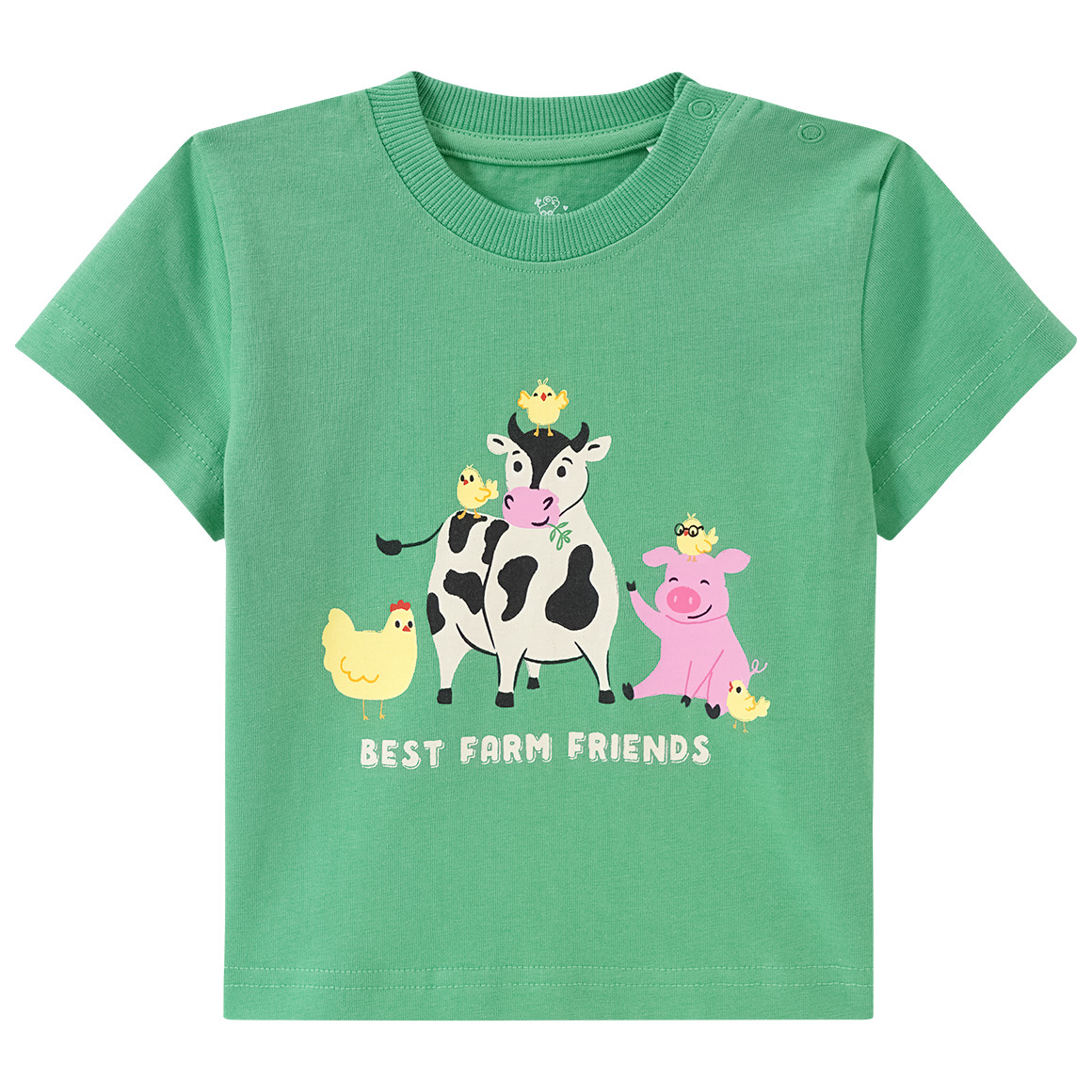 Topomini Baby T-Shirt mit Bauernhof-Print grün