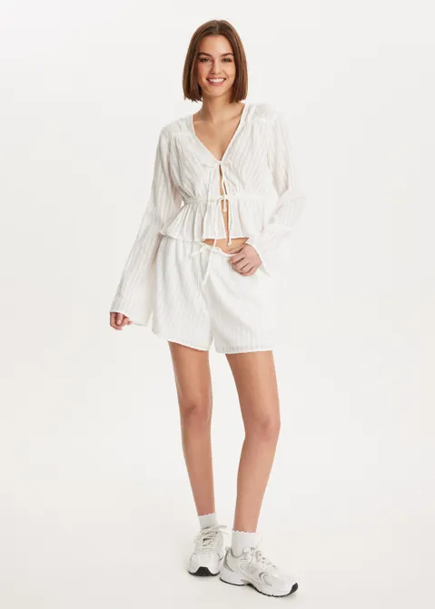 Short met geweven patroon wit (WIT)