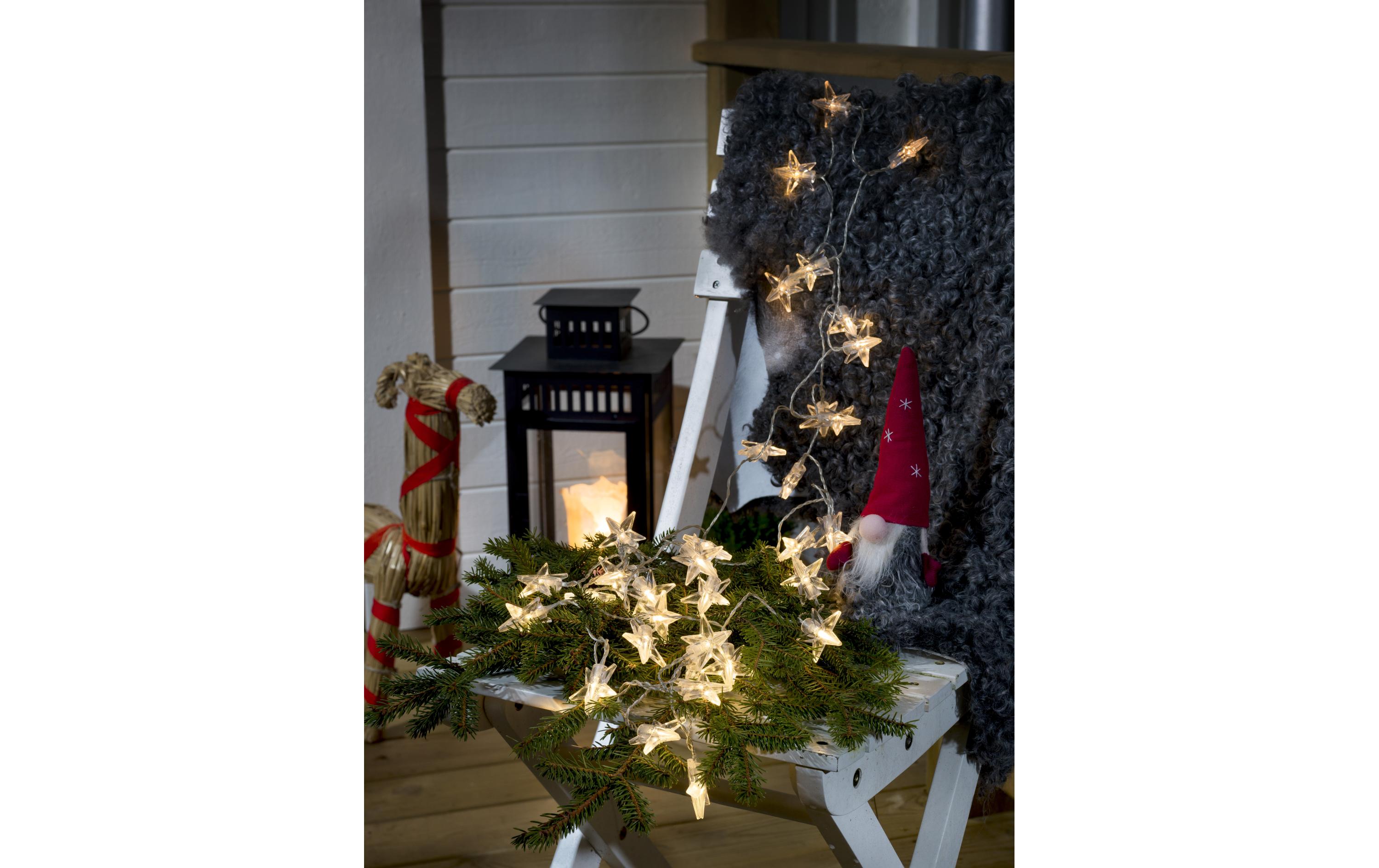 LED-Lichterkette 3.9 m Weiss, Dämmerungssensor, OutdoorBatteriebetriebene Weihnachtsbeleuchtung