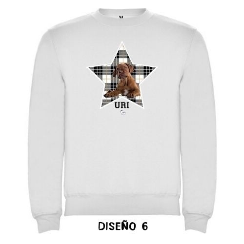Moletom branco com estrela xadrez personalizável