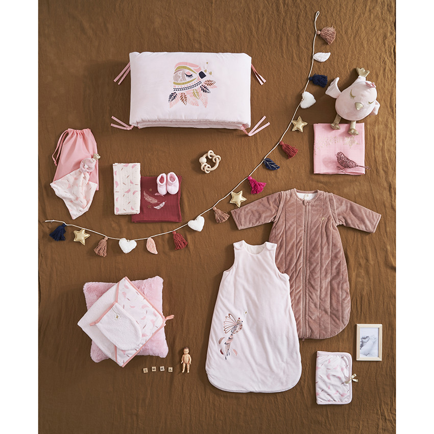 Tapis de chambre tissé imprimé plumes roses