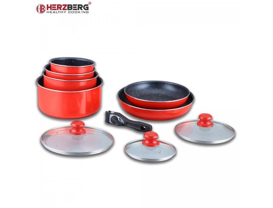 HERZBERG - Ensemble poêles Hg-5000: batterie de cuisine 10 pièces avec revêtement en ma...