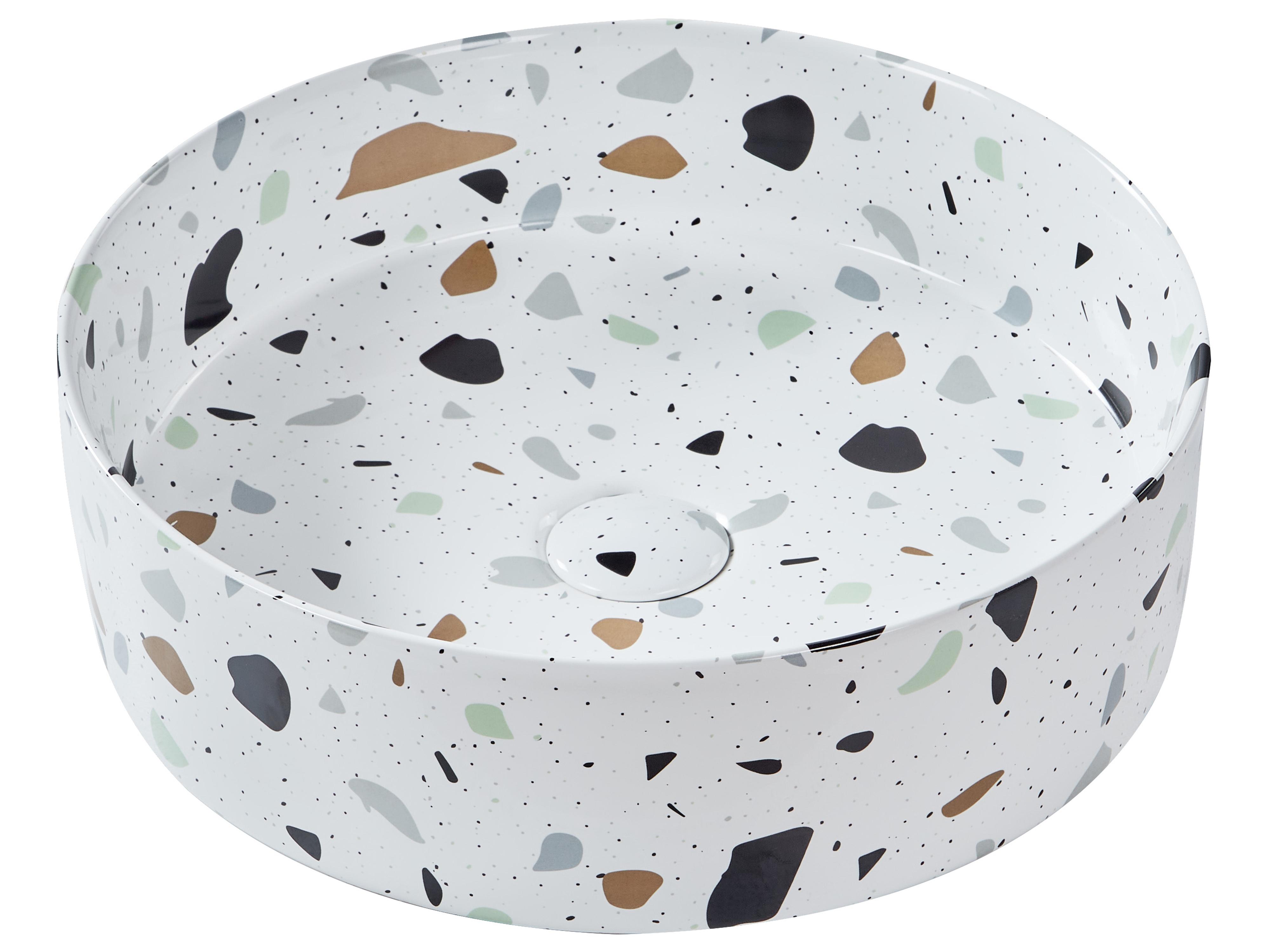 Wastafel voor aanrechtblad NULES ⌀ 40 cm Keramiek Wit terrazzo