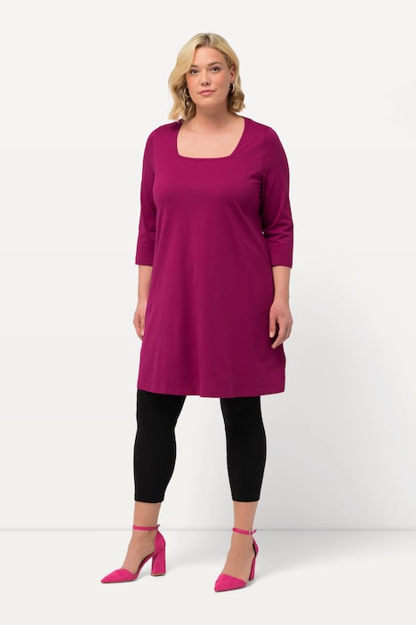 Longshirt, A-Linie, Carree-Ausschnitt, 3/4-Arm