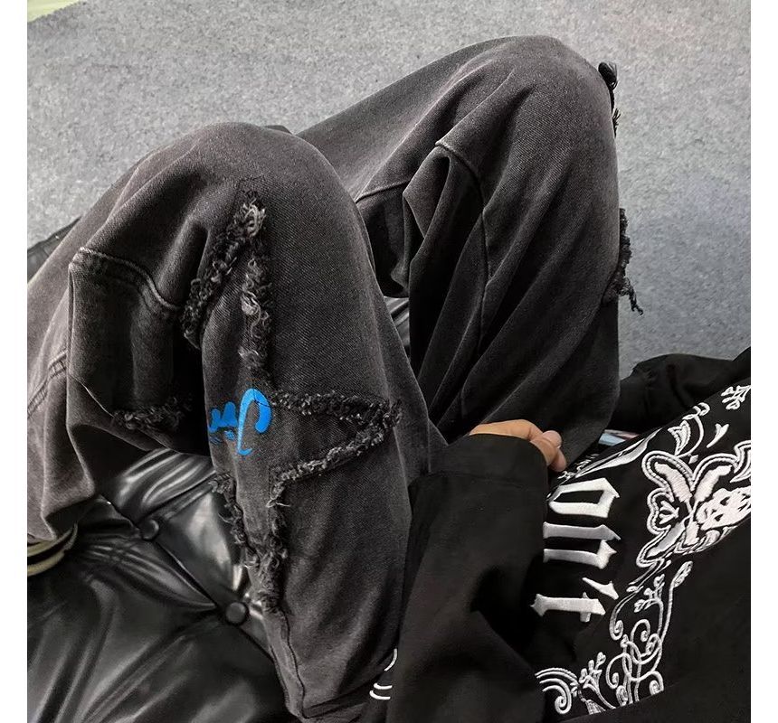 Wewewow - Gewassen Star Accent Wijde Broek