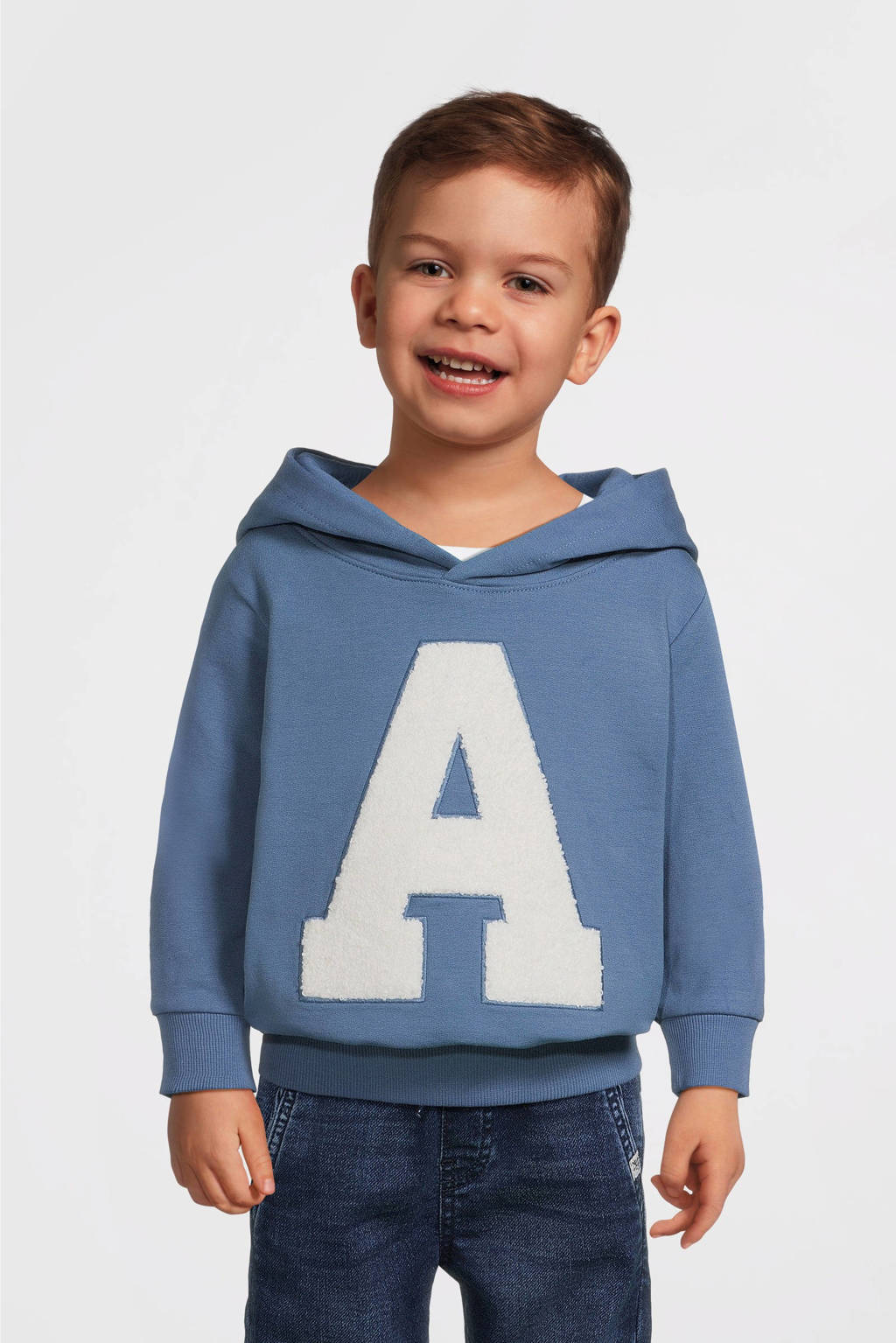 NAME IT hoodie NMMPOALHAN met printopdruk blauw
