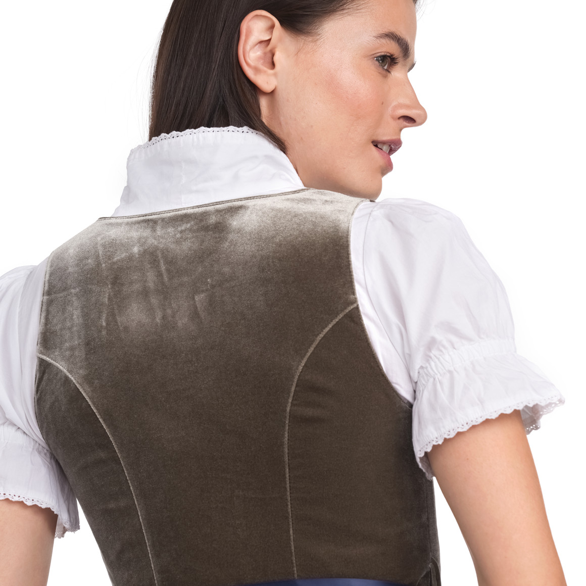 Gina Benotti Damen Dirndl mit Velvet oliv / dunkelblau