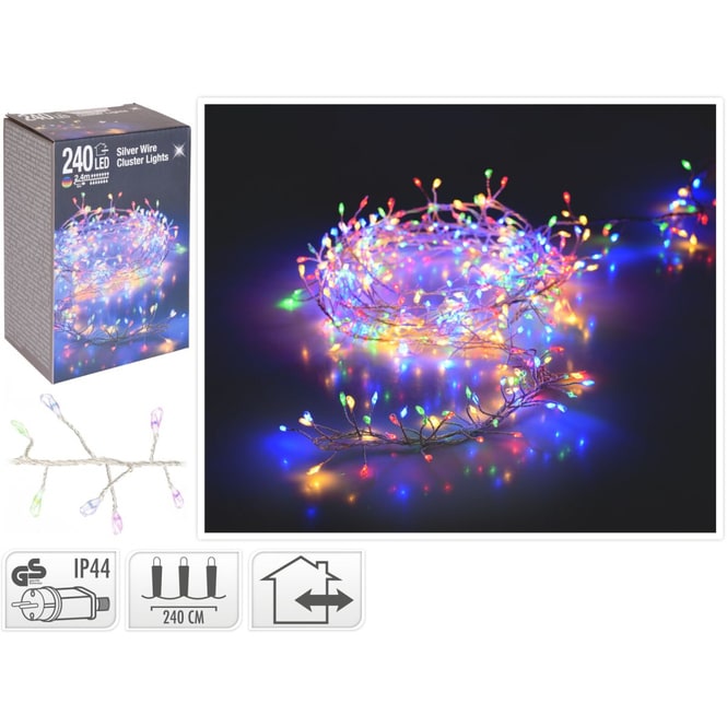 240er LED Cluster-Lichterkette - ca. 2,4 m - bunte LEDs