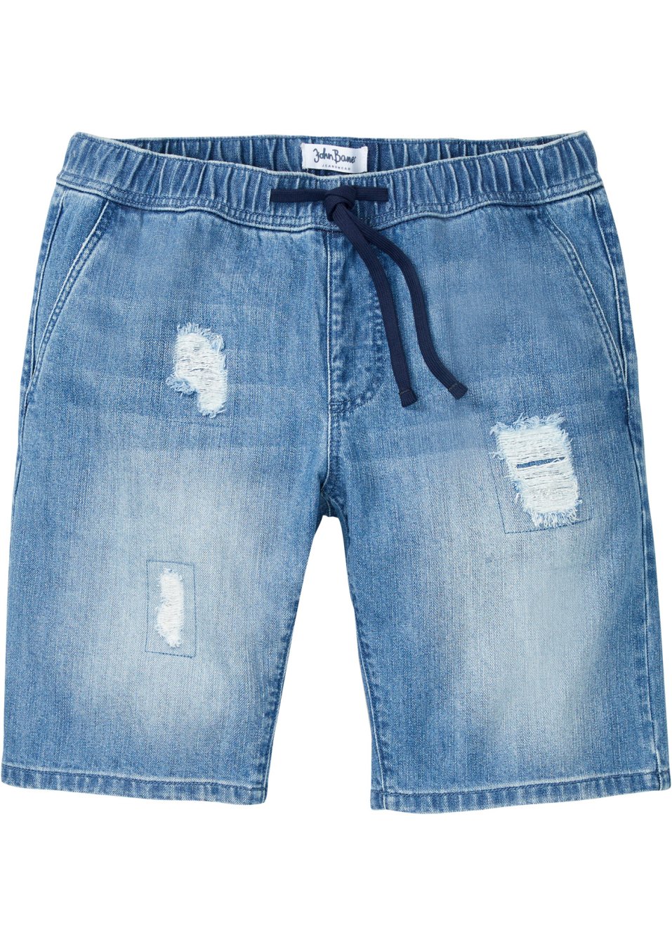 Bermuda en jean avec taille élastiquée, Regular Fit