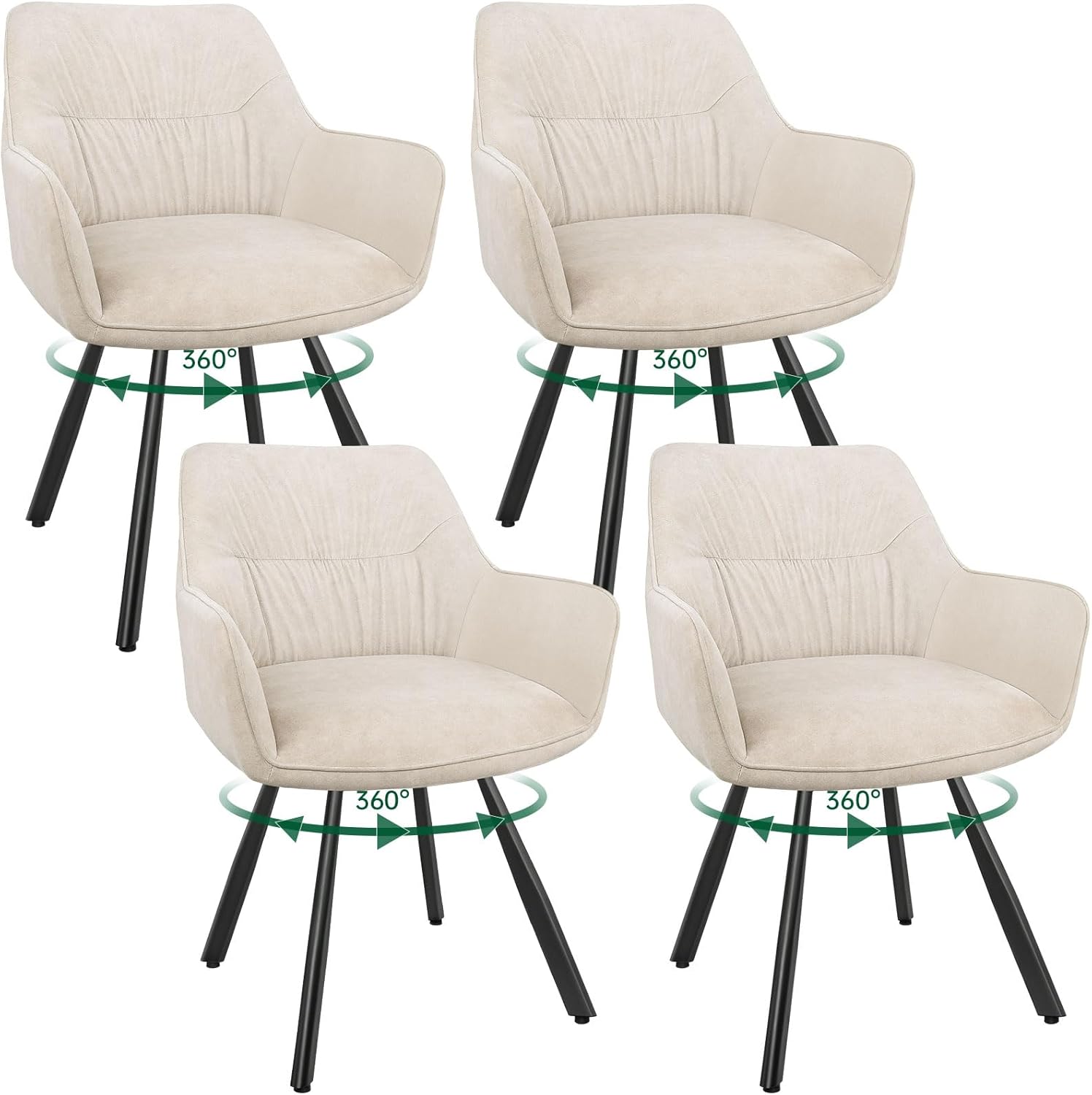 Esszimmerstuhl 4er Set drehbar, Armlehnstuhl drehbar 360°,Moderner Polsterstuhl Stuhl Samt, Stühle für Esszimmer,Küchenstuhl für Wohnzimmer, Arbeitszimmer,Schlafzimmer,Khaki