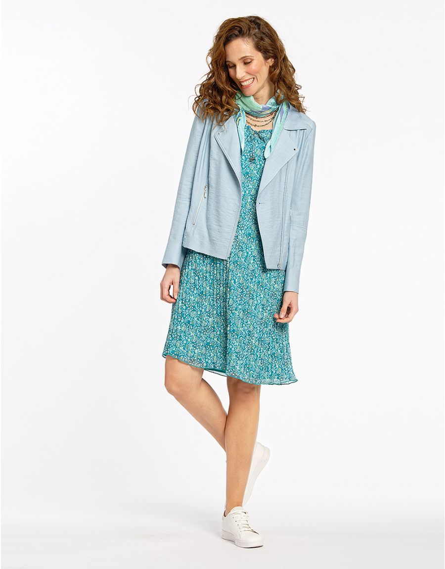 Robe plissée voile bleue