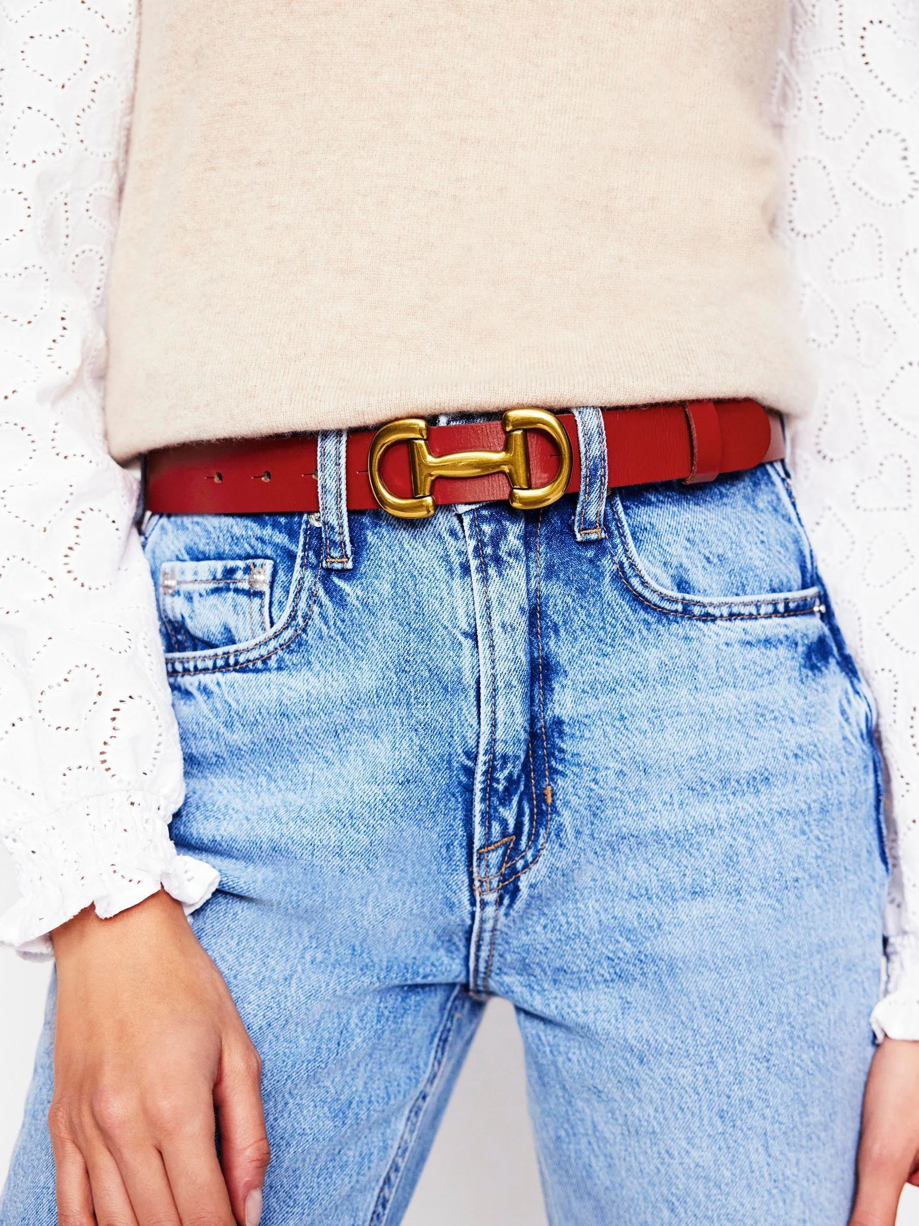 Rood - Boden - Snaffle leren riem met rand