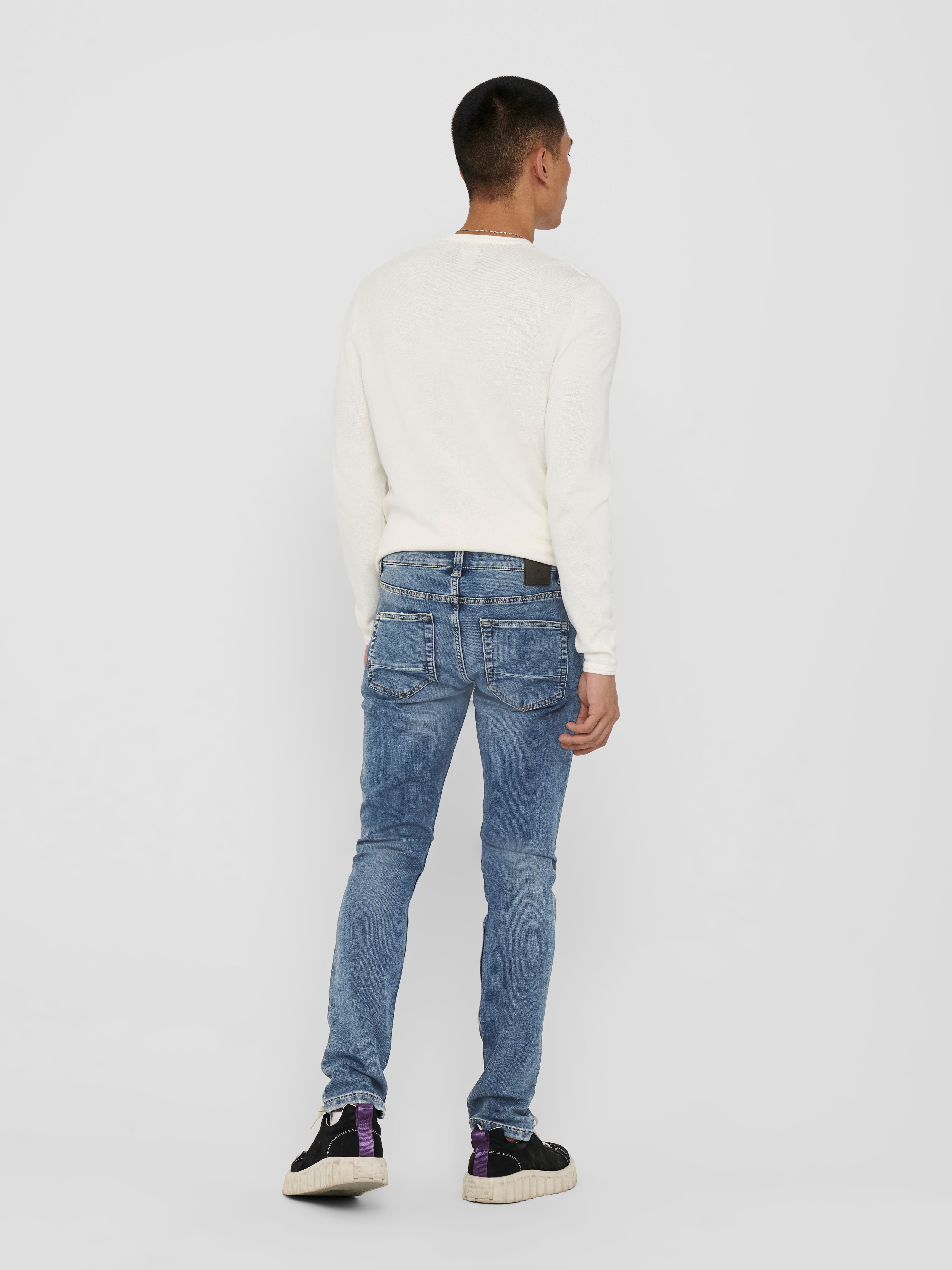 ONSLOOM Niedrige Taille Slim Fit Jeans Blue Denim