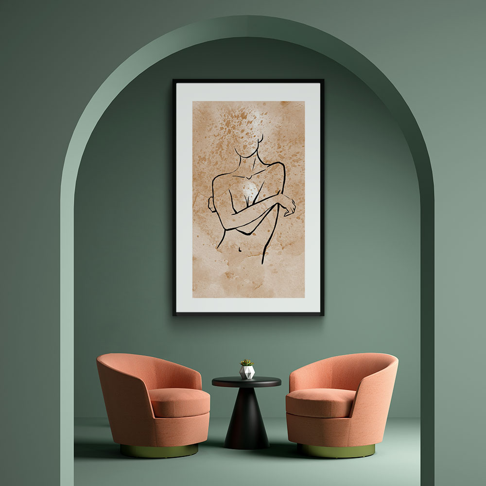 Walljar poster ingelijst - Feminine Line Art Poster ingelijst - 50 x 70 cm