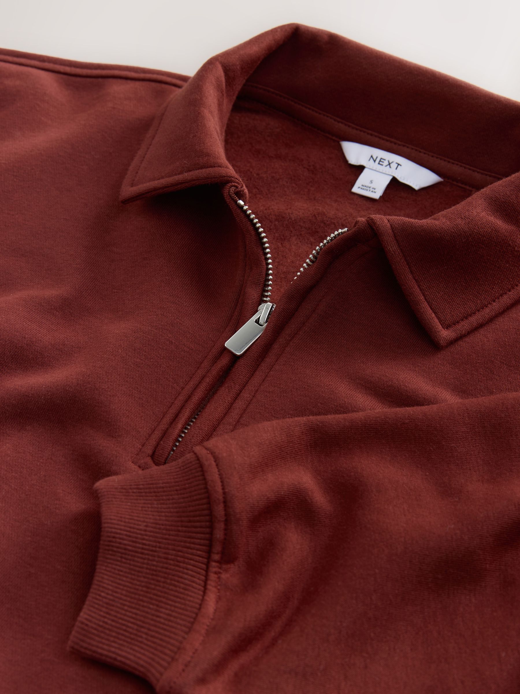 Bordeauxrood - Essential sweatshirt met kwartrits en kraag