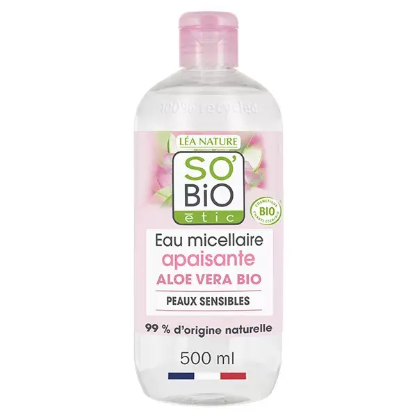 Água Micelar Calmante So'Bio Étic Hydra Aloe Vera com Suco de Aloe Vera Orgânico 500ml
