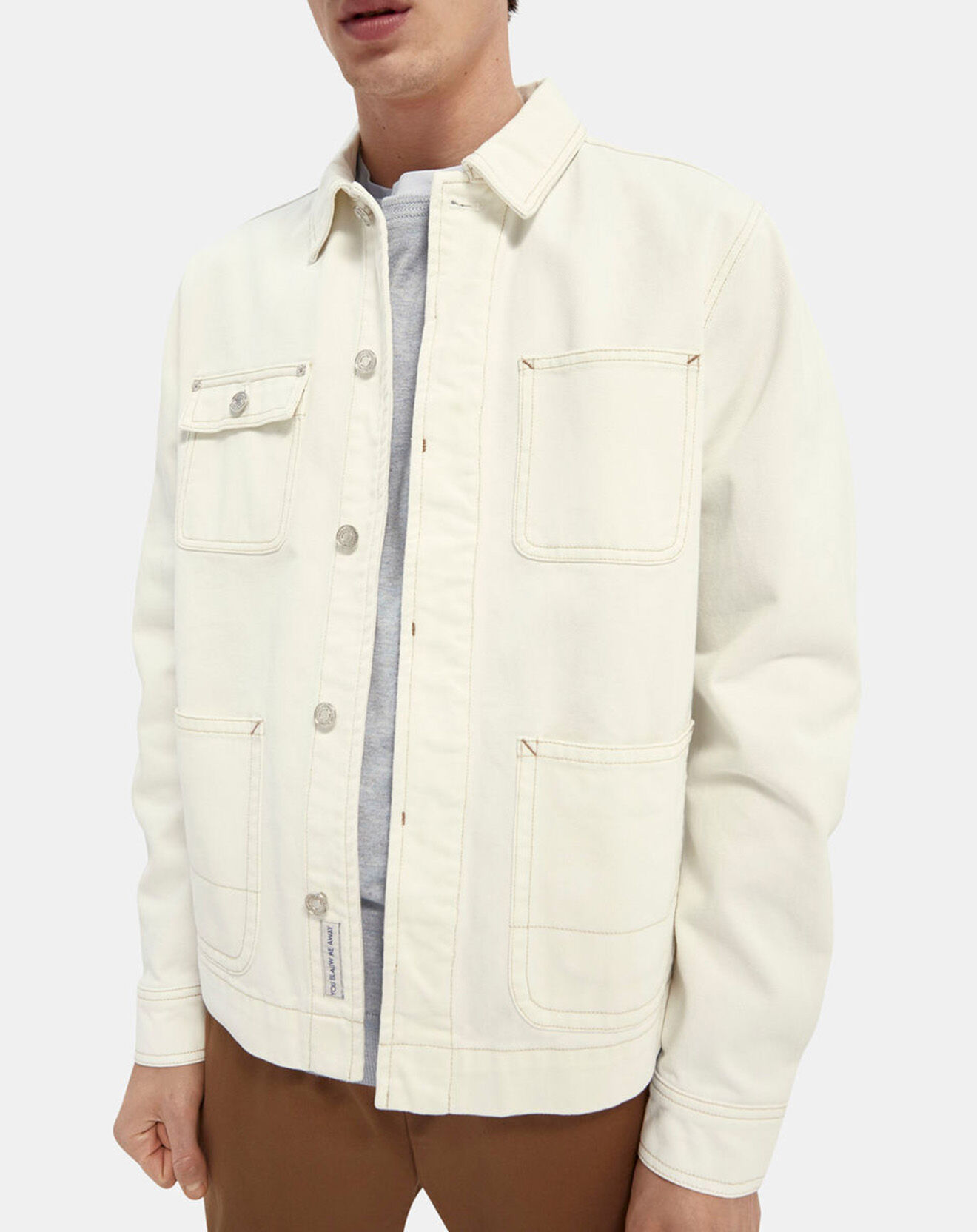 Scotch & Soda Veste en Coton Biologique Worker blanche