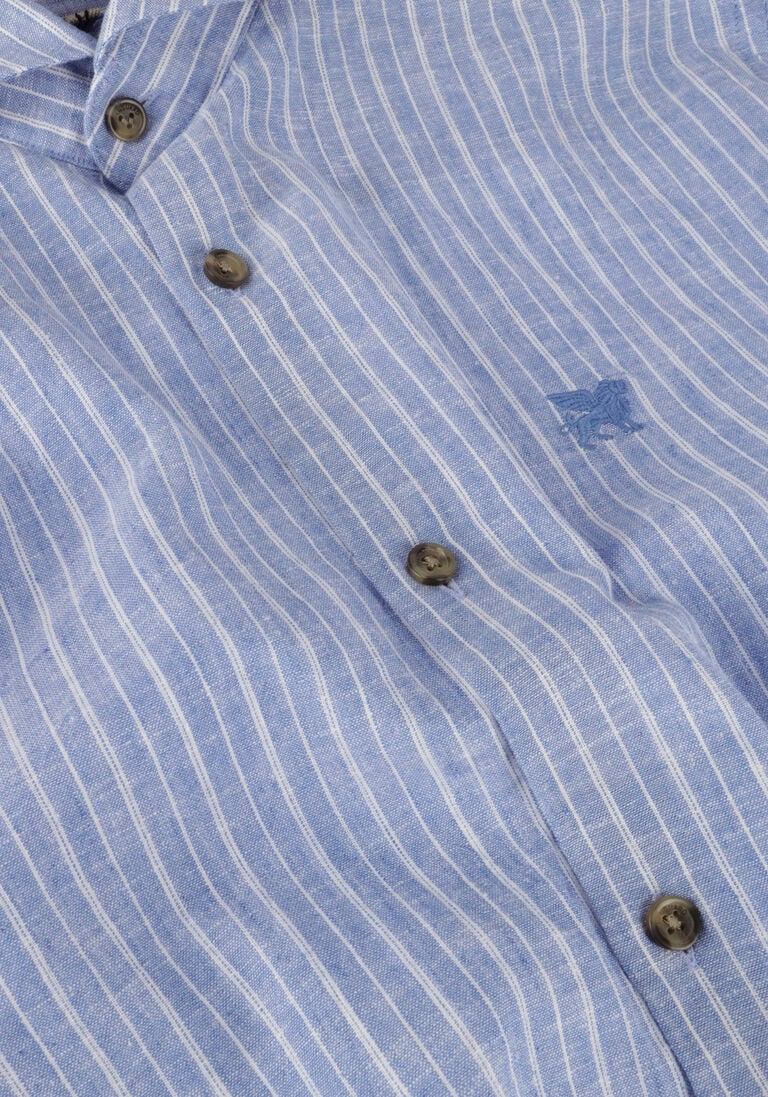 VANGUARD lichtblauwe vanguard casual overhemd long sleeve shirt linen cotton blend stripe