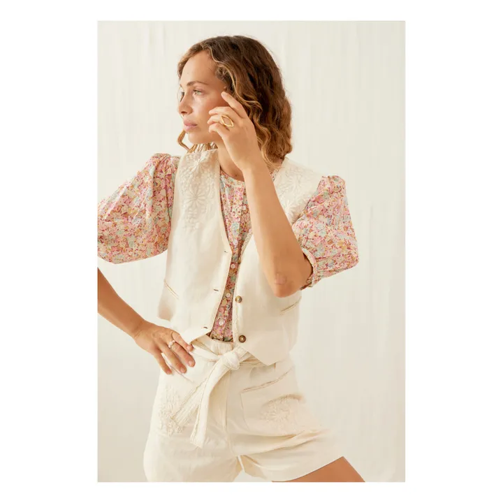 Louise Misha Veste Sans Manches Frankie Coton et Lin - Collection Femme | Crème