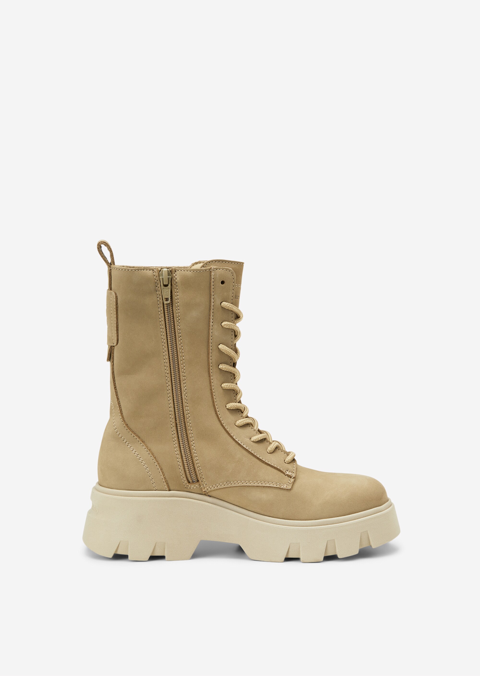 Schnürstiefel mit Innenzipper aus softem Nubukleder