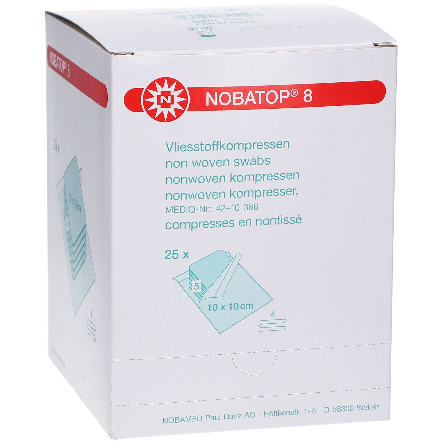 NOBATOP® Vliesstoffkompressen 8fach 10 x 10 cm steril