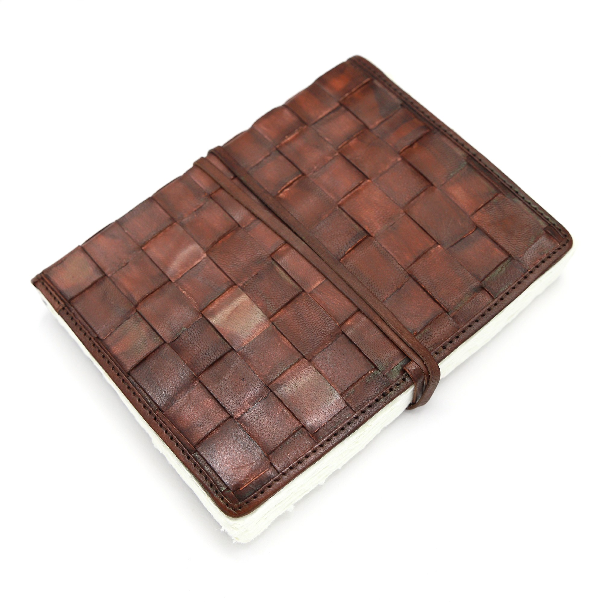 Notizbuch aus Leder Karomuster, H 20 cm, B 15 cm, T 3 cm günstig bestellen
