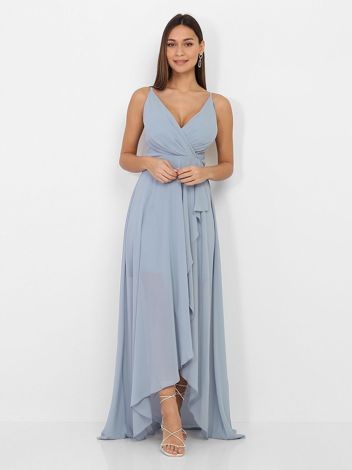 Robe de soirée longue- Bleu givré