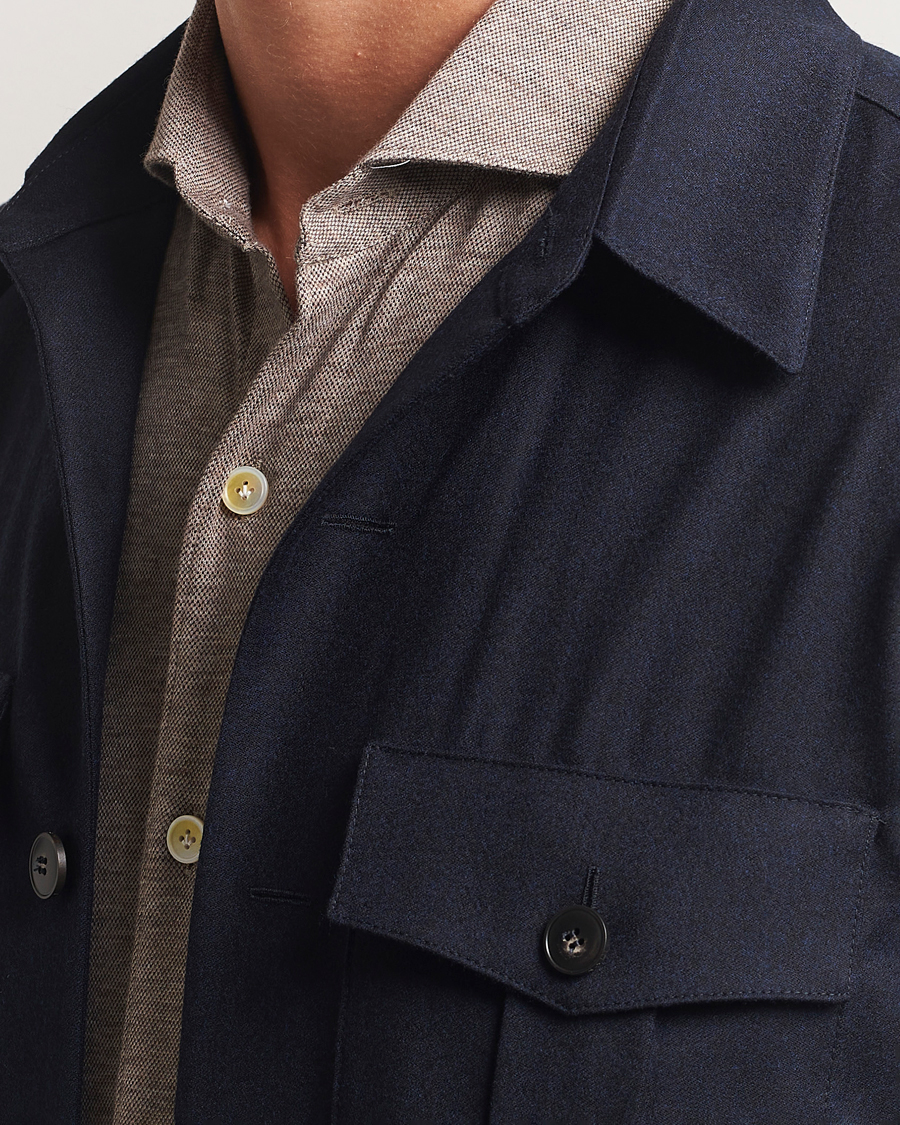 Canali Flannel Overshirts Navy