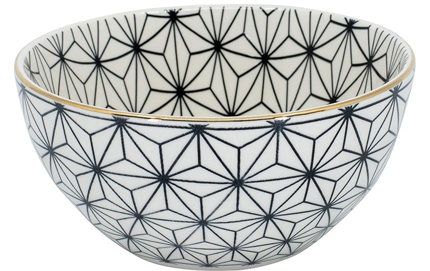 Schale Metropolitan Polygon 15 cm, Schwarz/WeissFrühstücksschale aus Steingut