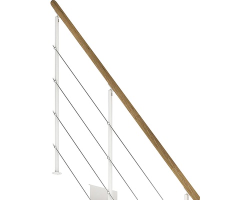 Pertura middentrap Hera Wit kwartslag links/rechts onder 73,5 cm leuning eiken gelamineerd hout gelakt 11 treden / 12 stootborden