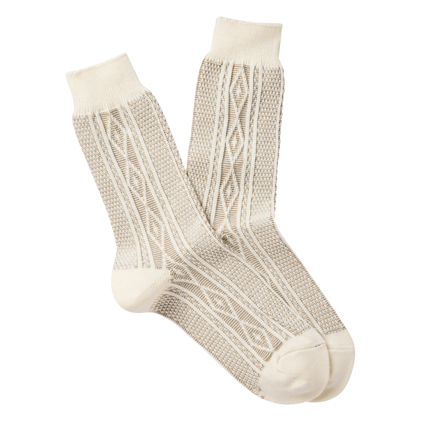 ARAN - Chaussettes en tricot irlandais en coton mélangé| Blanc