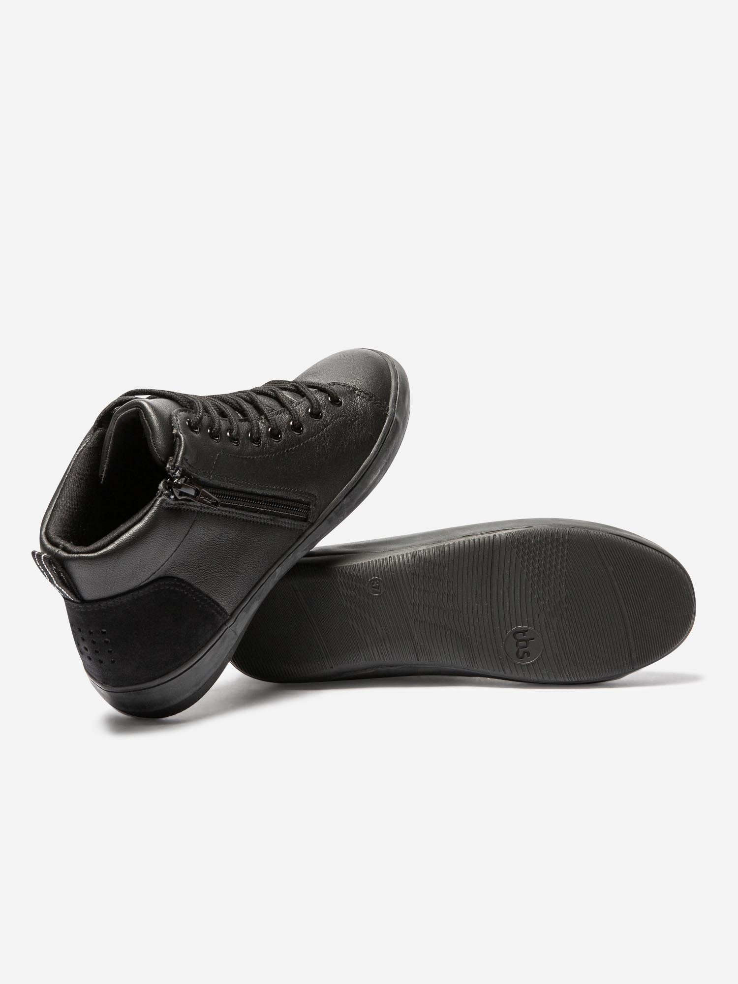 Tennis Montante Femme Zippées Dessus Cuir Noir