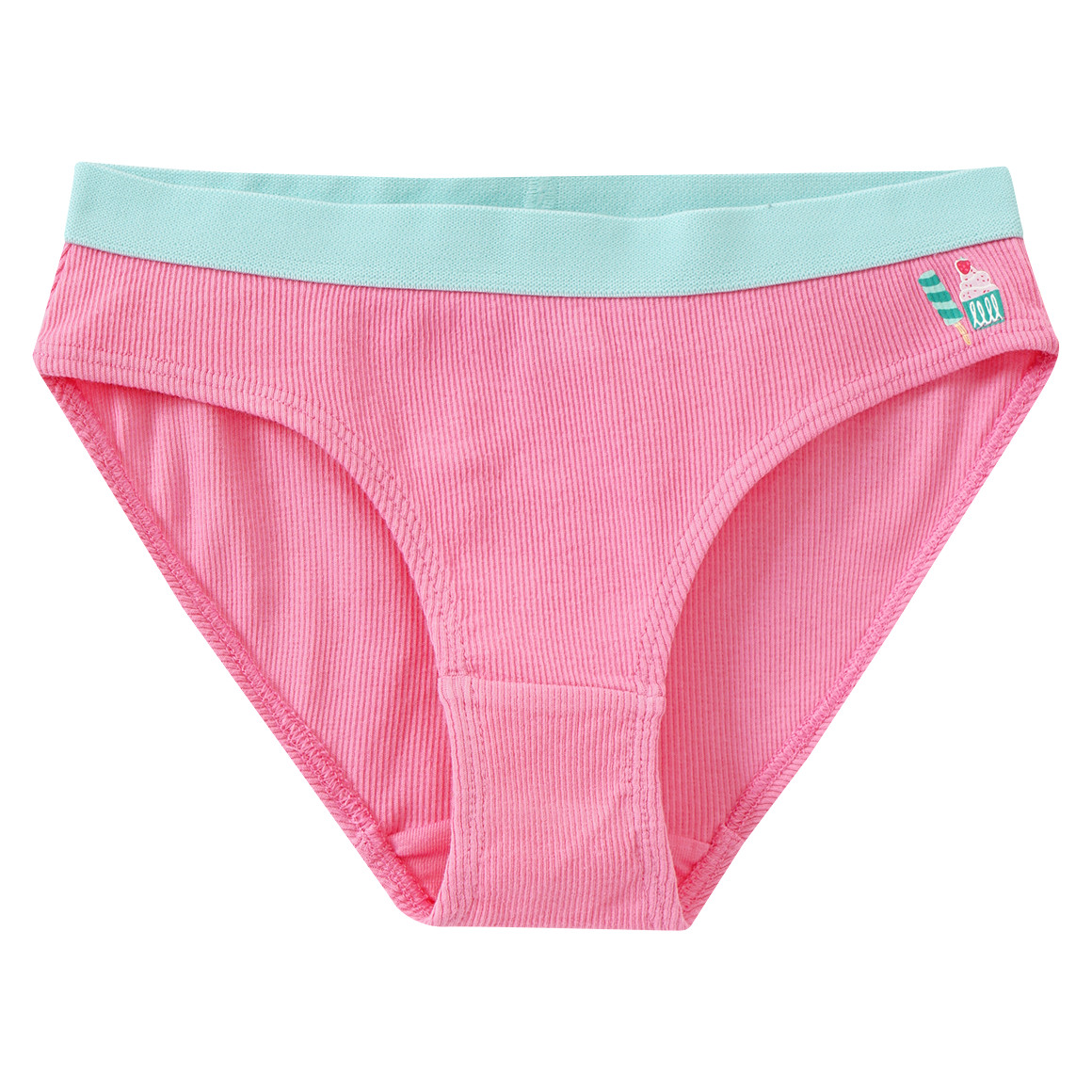 Famy 5 Mädchen Slips mit Rippstruktur weiss / helltürkis / rosa