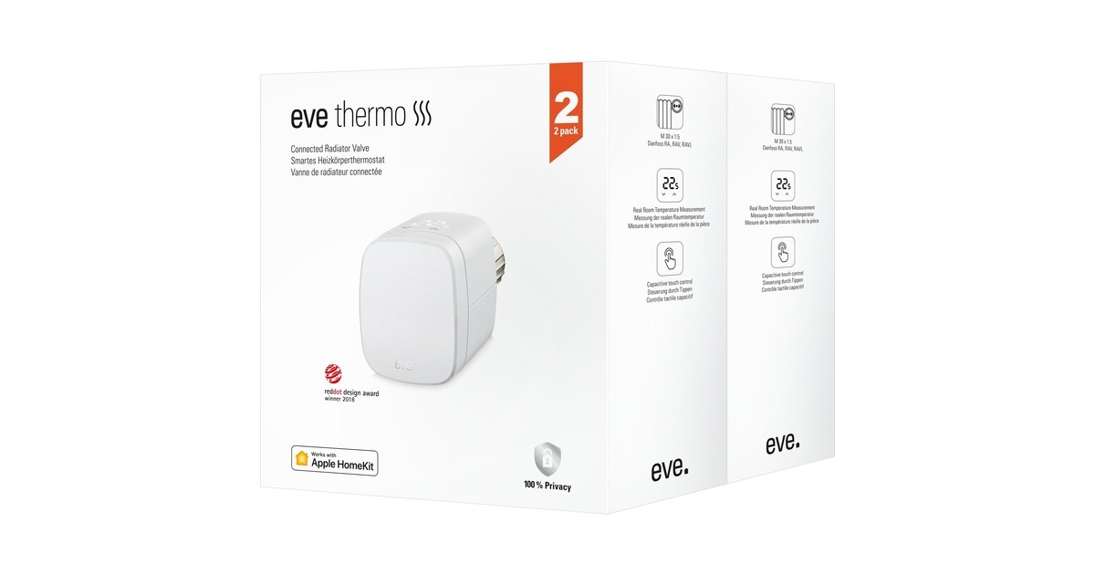 eveThermo 2-pack Smart Radiator Valve verwarmingsregeling  (BLE, Thread)