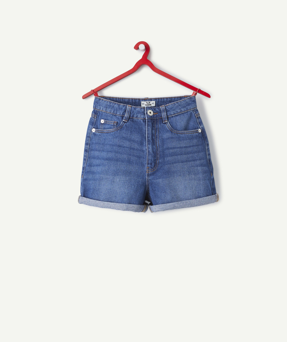 short taille haute fille en denim low impact