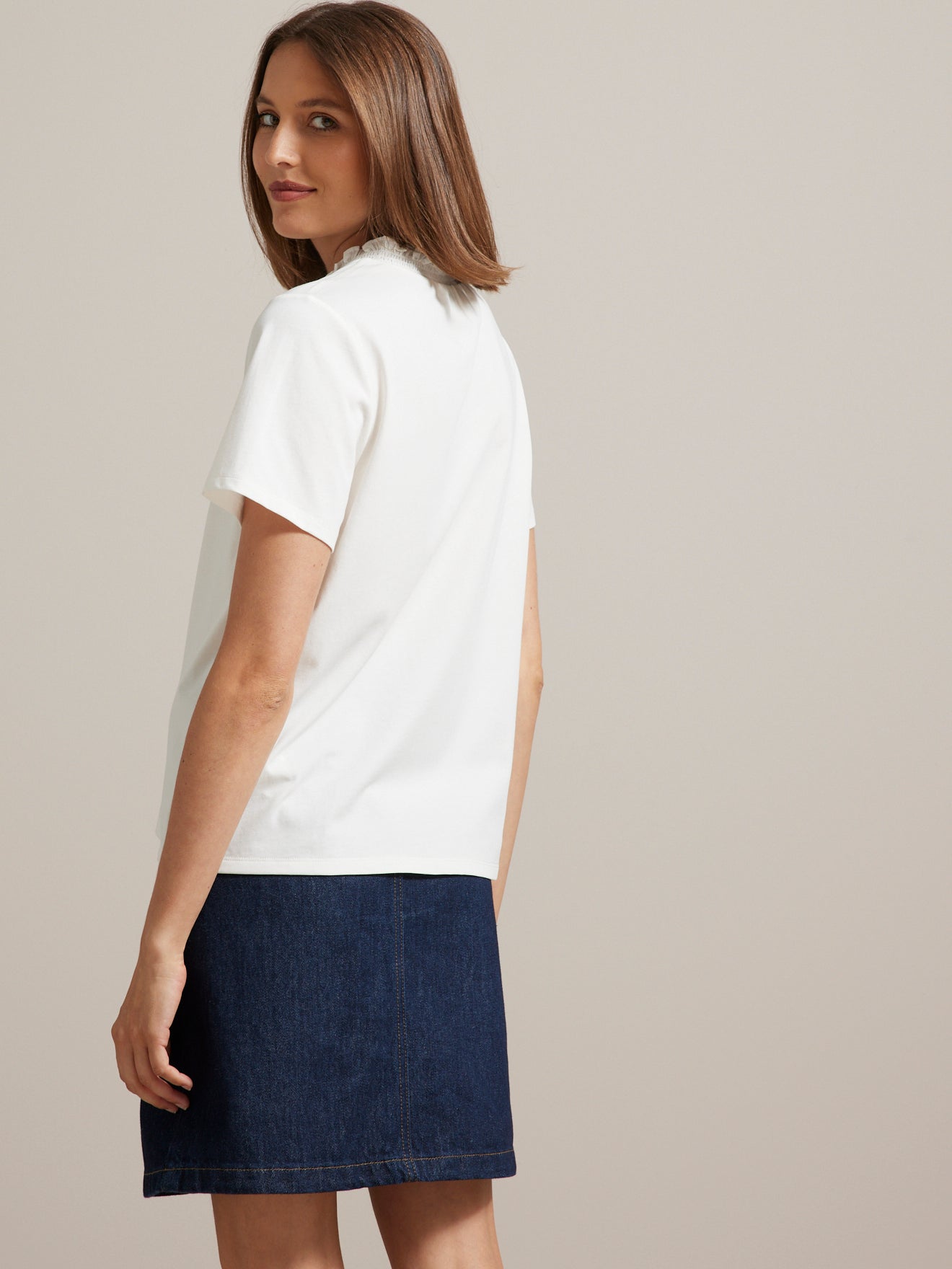 T-shirt femme col smocké - Coton biologique
