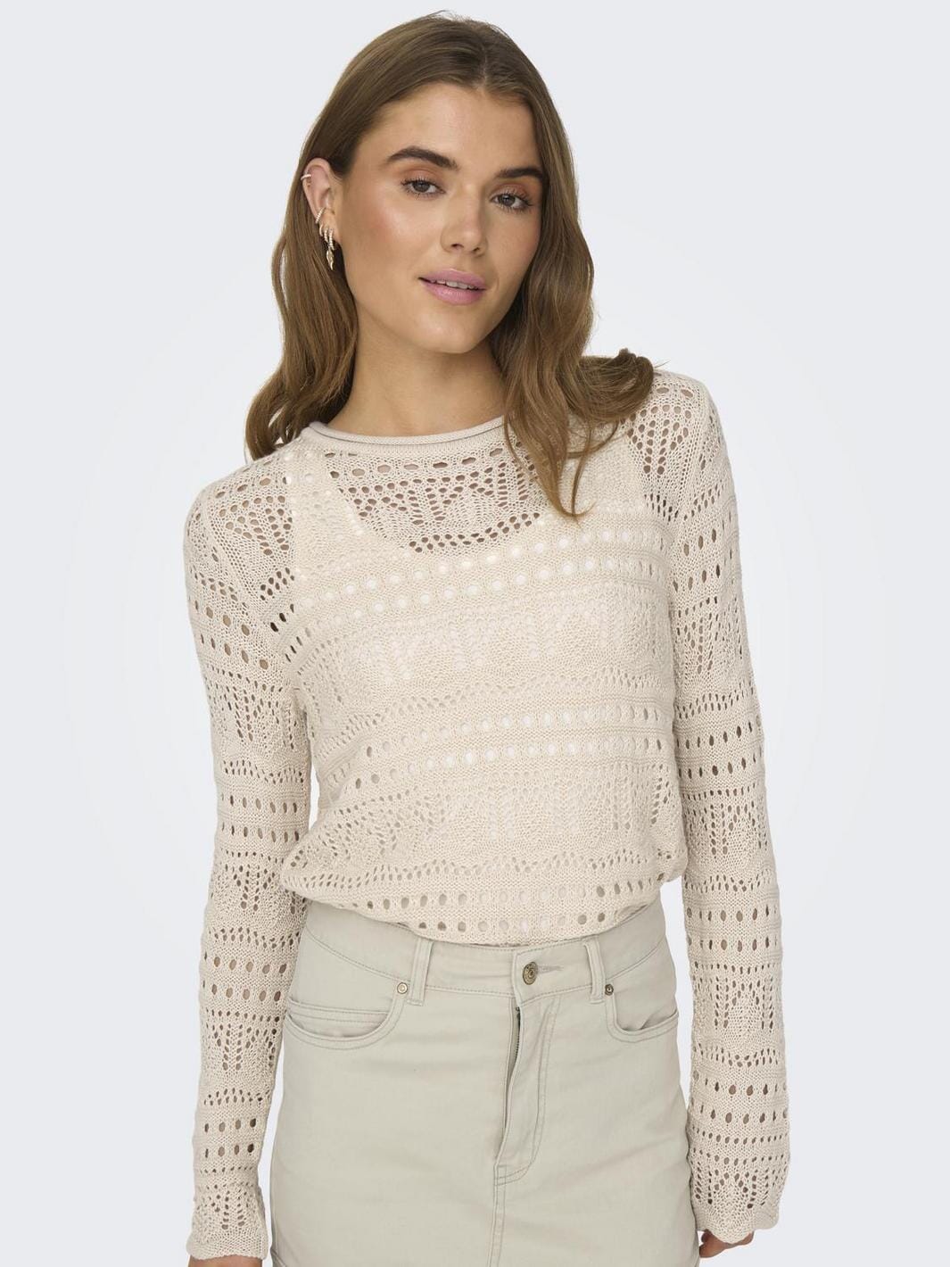 JDY JDYsun Lay L/S Boatneck Pullov. Knt 4451154 tapioca