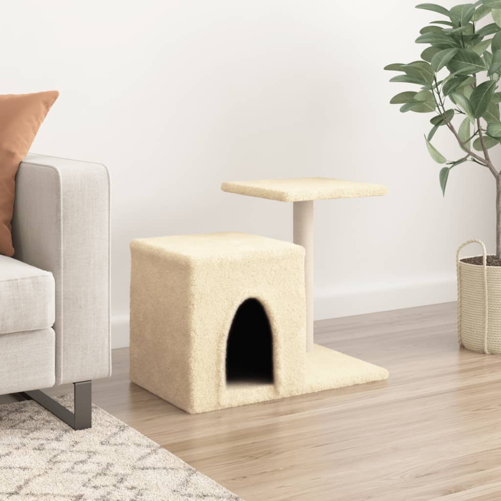 Arranhador para gatos vidaXL com postes de sisal, cor creme, 50,5 cm