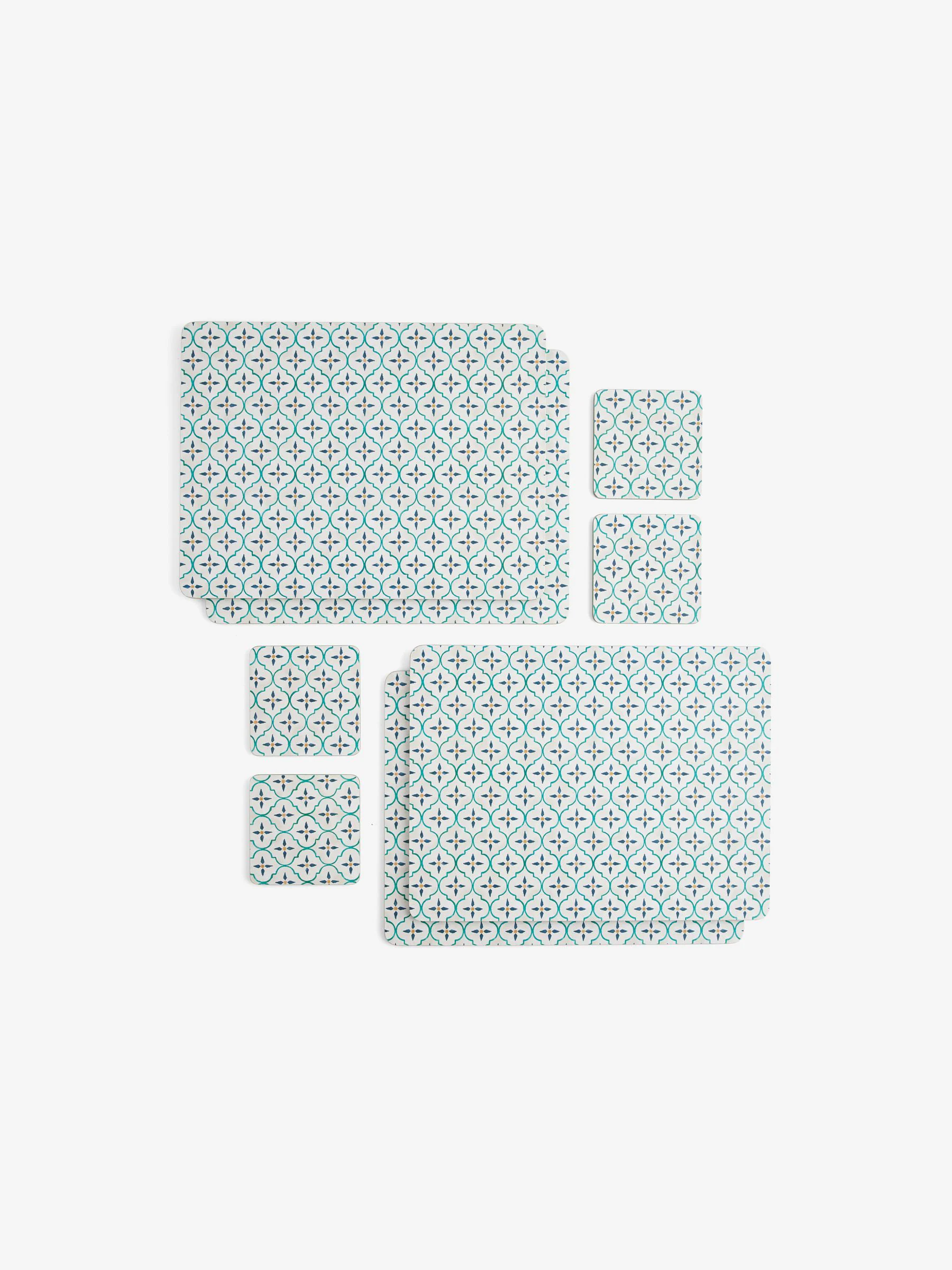 Set of 4 Mediterranean Tile Placemats and Coasters