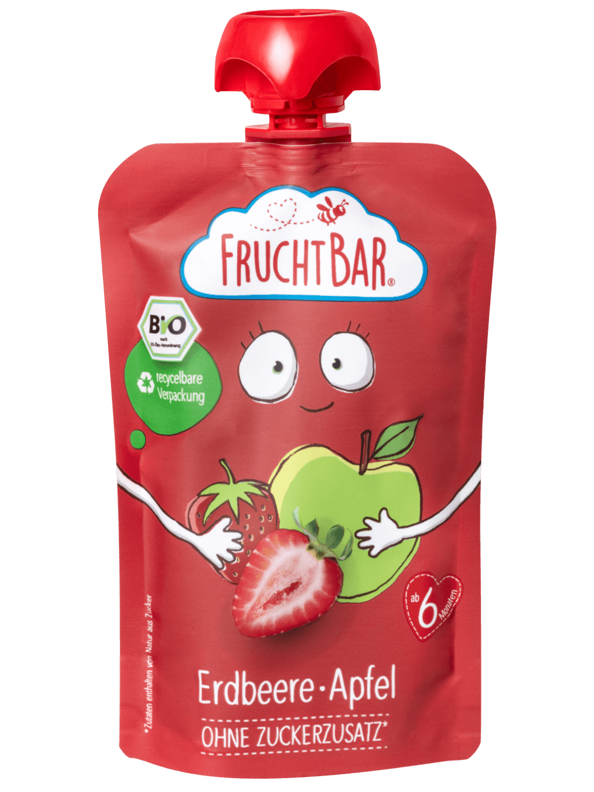 FRUCHTBAR Fruchtpüree<br>100 g, Beutel, Bio Erdbeere Apfel