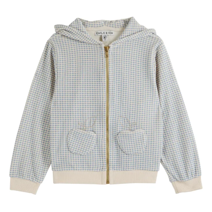 Emile et Ida Sweat Capuche Vichy Eponge | Bleu