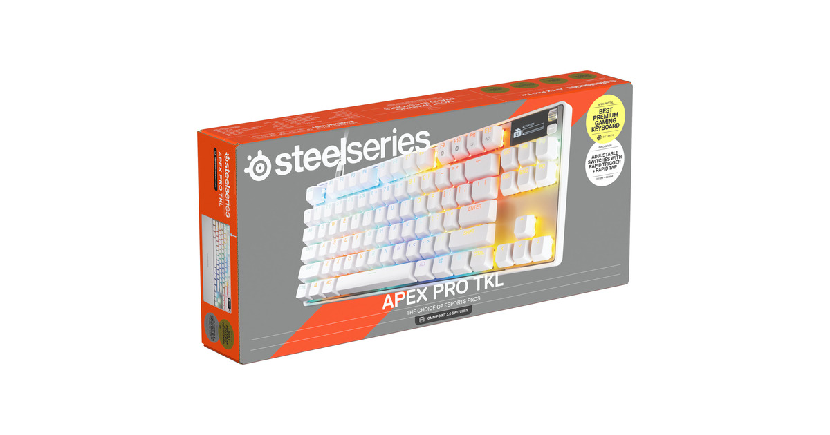 SteelSeriesApex Pro TKL Gen 3, gaming toetsenbord  (Wit, US lay-out, SteelSeries OmniPoint 3.0, RGB leds, TKL)