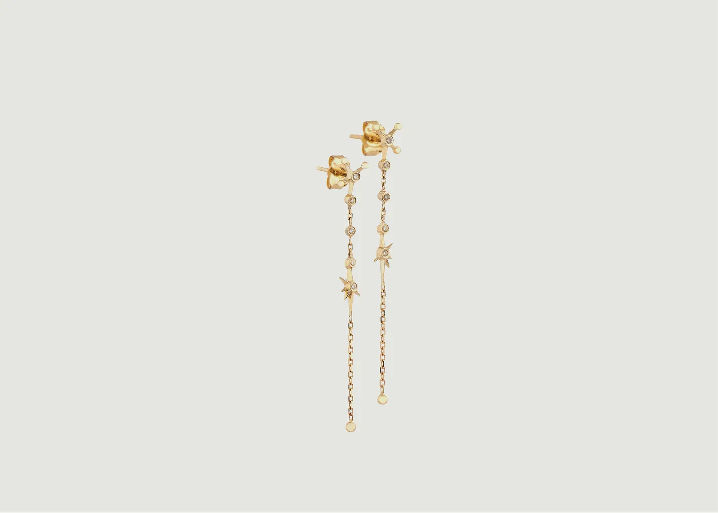 Boucles d'oreilles pendantes chaîne et diamants Constellation Celine Daoust