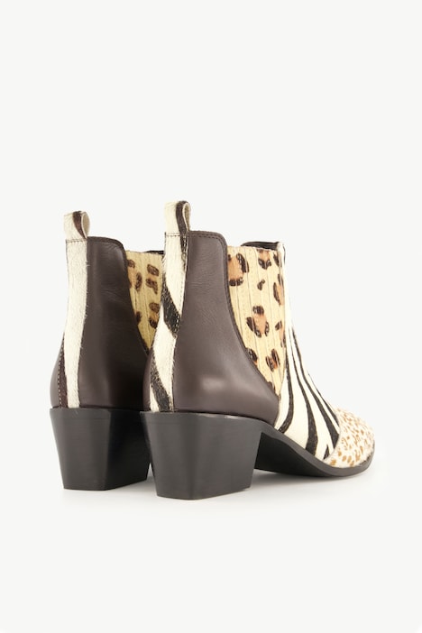 Leder-Stiefeletten, Animal, Weite H