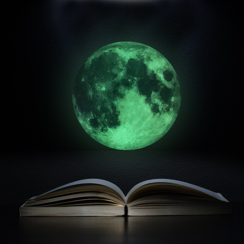 Leuchtender Fluoreszierender Wandsticker Mond für Kinderzimmer - Grün