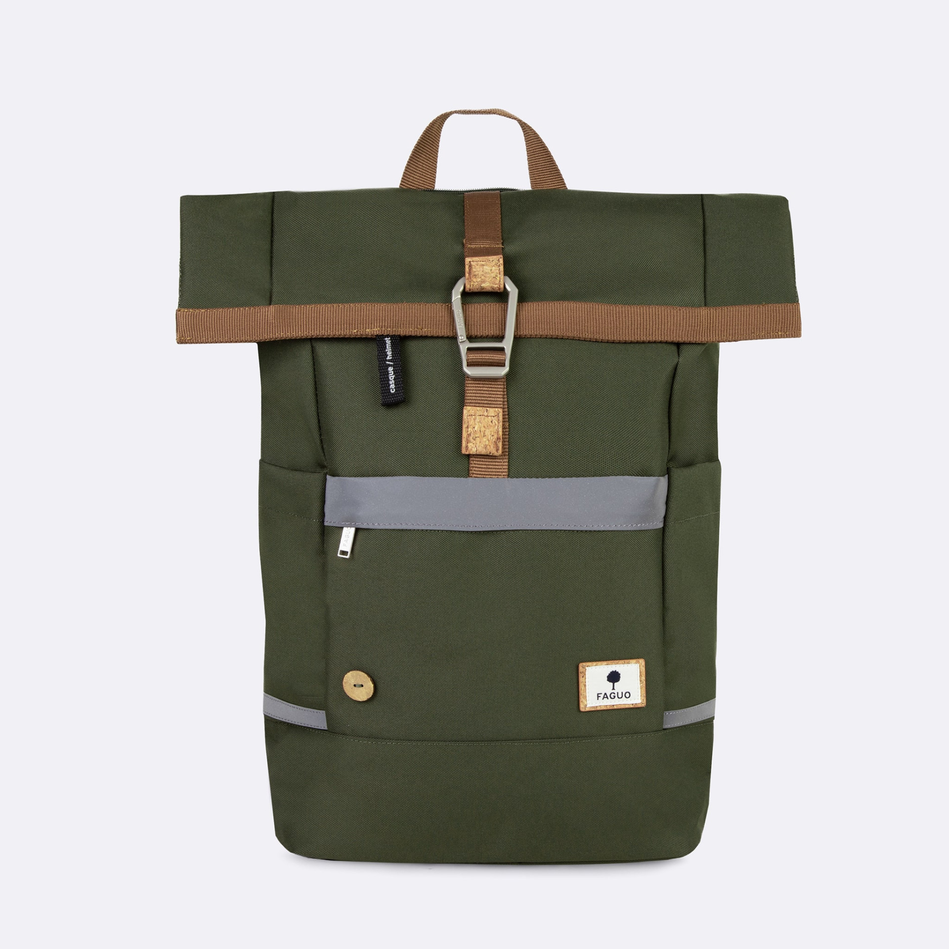 Sac à dos kaki végan en polyester recyclé - modèle Cycling medium