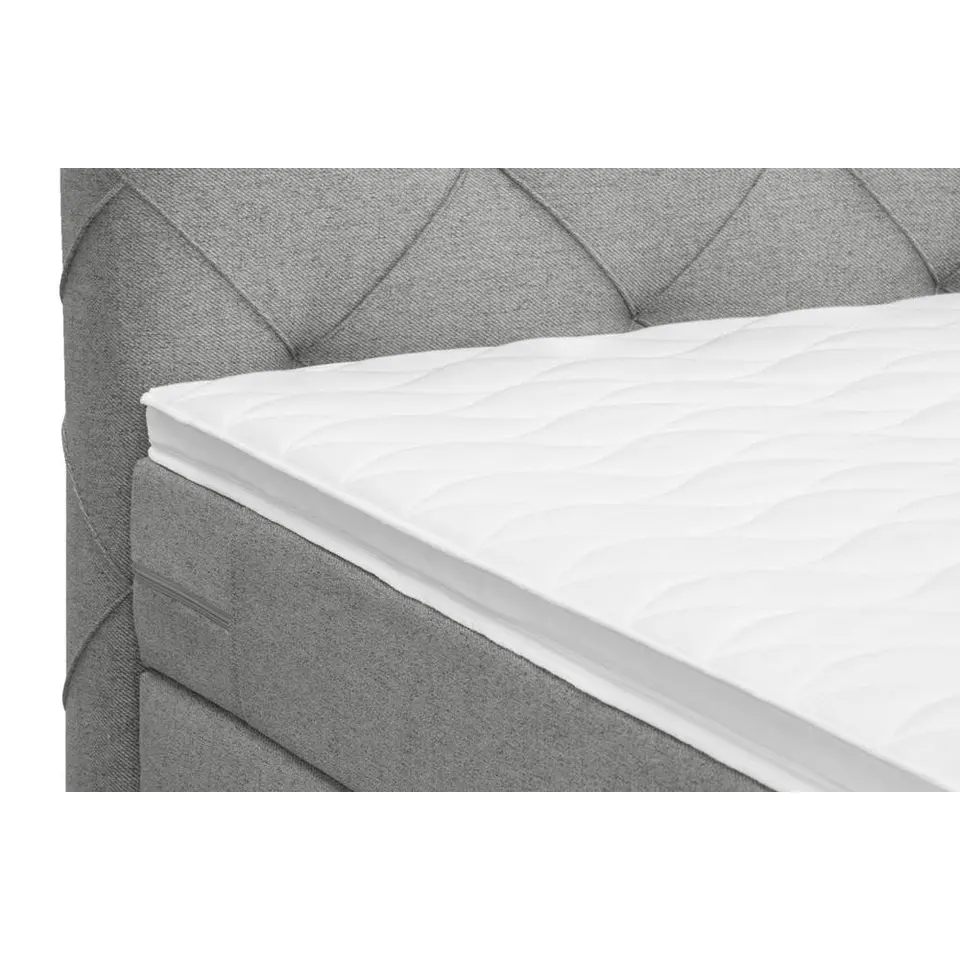 Boxspring met opbergruimte Liv geruit - lichtgrijs - 140x200 cm