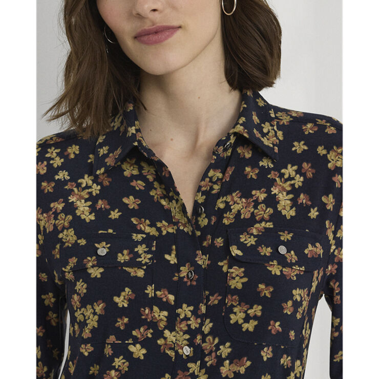 Lauren Ralph Lauren Slim Fit Floral Stretch Jersey Shirt Navy