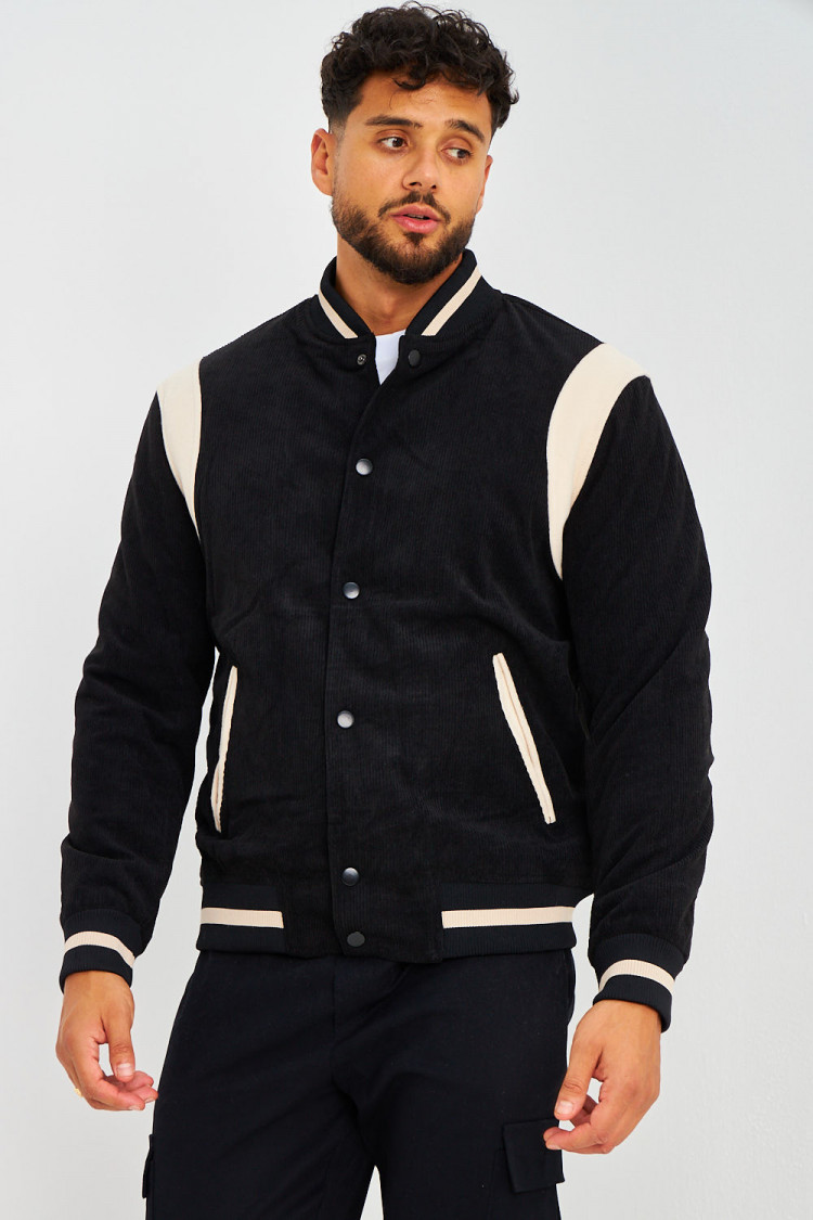 Bomber noir en velours côtelé