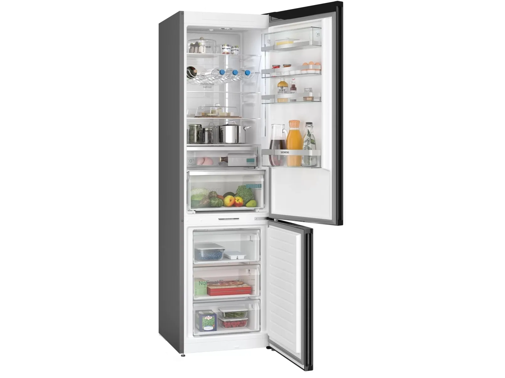 Siemens iQ500 KG39NAXCF - Køleskab/fryser - bund-fryser - Wi-Fi - bredde: 60 cm - dybde: 66.5 cm - højde: 203 cm - 363 liter - Klasse C - BlackSteel